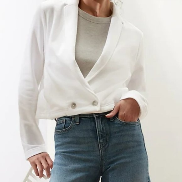 Knit French Terry Cropped Boxy Moto Jacket - Picture 6 of 10